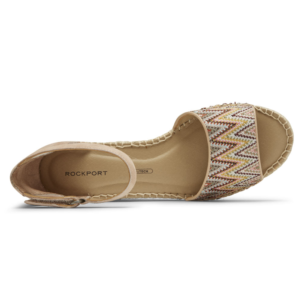 Rockport Sandaler Dame Khaki - Marah Woven Ankle Strap - MGPR16943